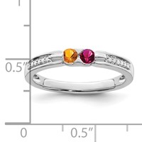 14K White Gold Family Jewelry Genuine Stone & Diamond Set Ring view 4
