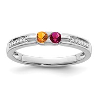14K White Gold Family Jewelry Genuine Stone & Diamond Set Ring view 2
