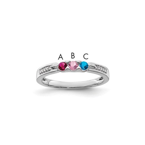 14K White Gold Family Jewelry Genuine Stone & Diamond Set Ring