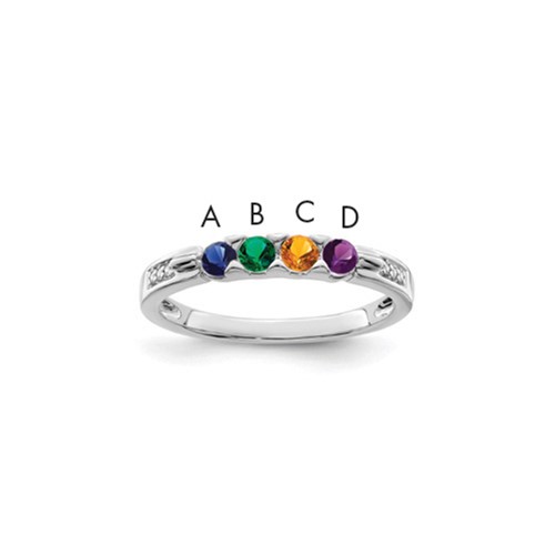 14K White Gold Family Jewelry Diamond Semi-Set Ring