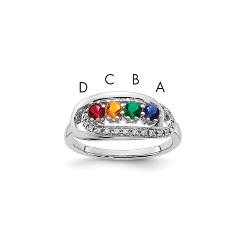 14K White Gold Family Jewelry Diamond Semi-Set Ring