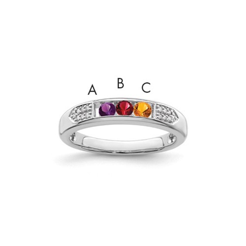 14K White Gold Family Jewelry Diamond Semi-Set Ring