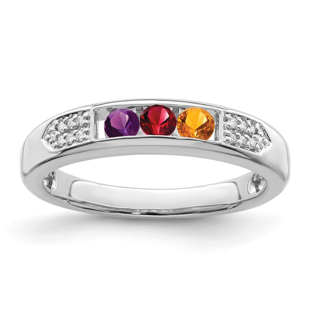 14K White Gold Family Jewelry Diamond Semi-Set Ring (XMRW48/3)
