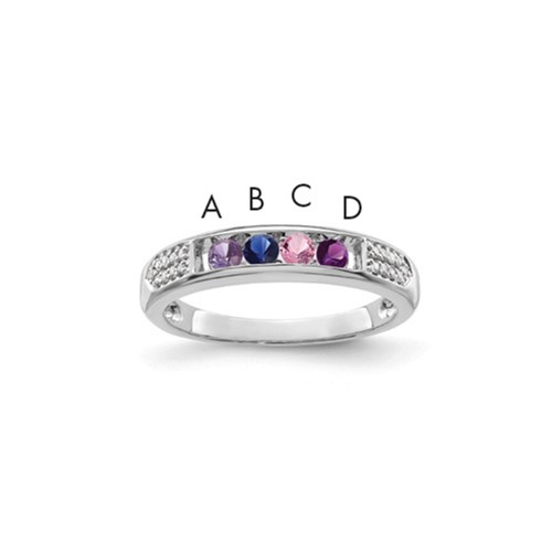 14K White Gold Family Jewelry Diamond Semi-Set Ring