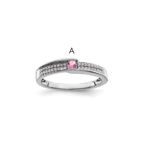14K White Gold Family Jewelry Synthetic Stone & Diamond Set Ring