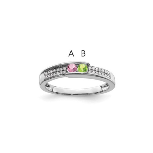 14K White Gold Family Jewelry Synthetic Stone & Diamond Set Ring