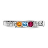 14K White Gold Family Jewelry Genuine Stone & Diamond Set Ring view 5