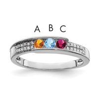 14K White Gold Family Jewelry Genuine Stone & Diamond Set Ring view 1
