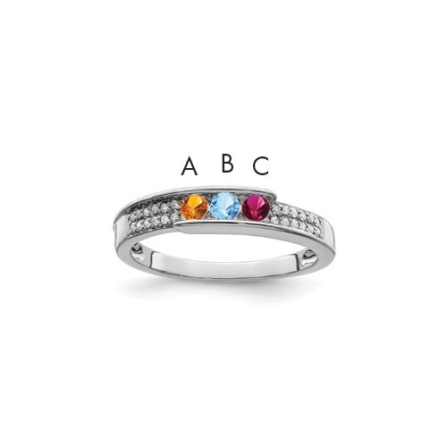 14K White Gold Family Jewelry Synthetic Stone & Diamond Set Ring