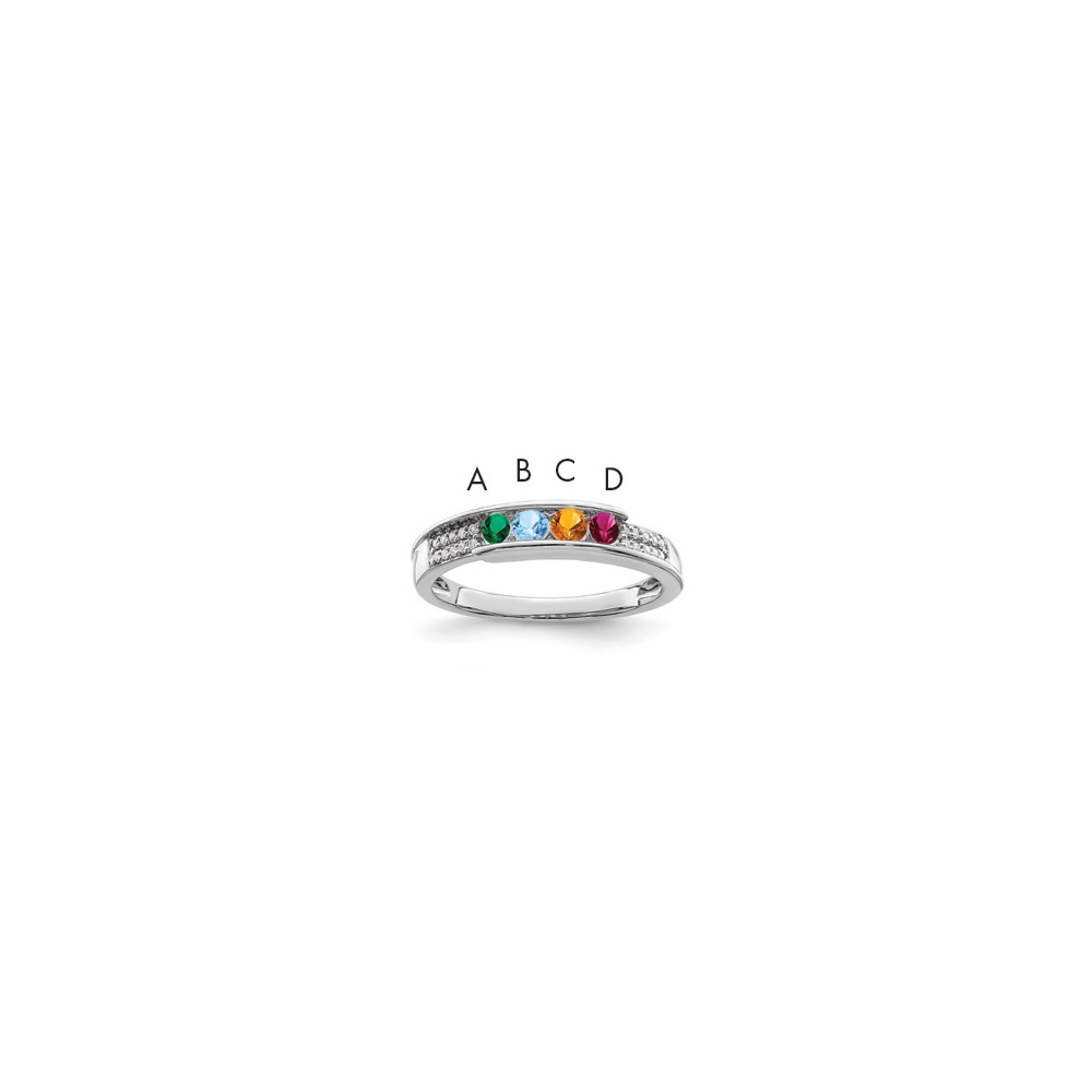 14K White Gold Family Jewelry Diamond Semi-Set Ring