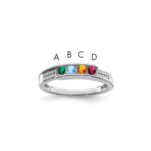 14K White Gold Family Jewelry Genuine Stone & Diamond Set Ring