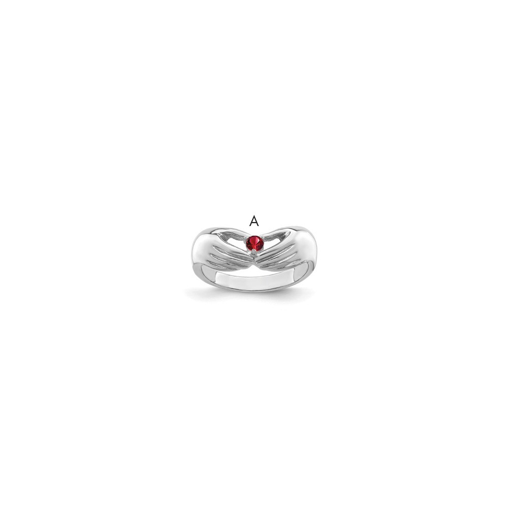 14K White Gold 1 Genuine Stone Family Ring