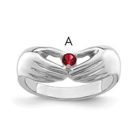 14K White Gold 1 Genuine Stone Family Ring view 1
