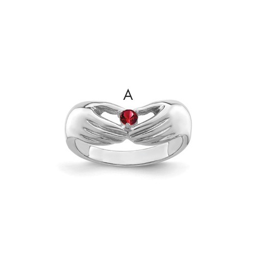 14K White Gold 1 Synthetic Stone Family Ring