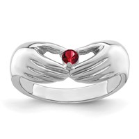 14K White Gold 1 Genuine Stone Family Ring view 2