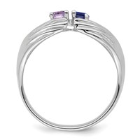 14K White Gold 2 Synthetic Stone Family Ring view 3