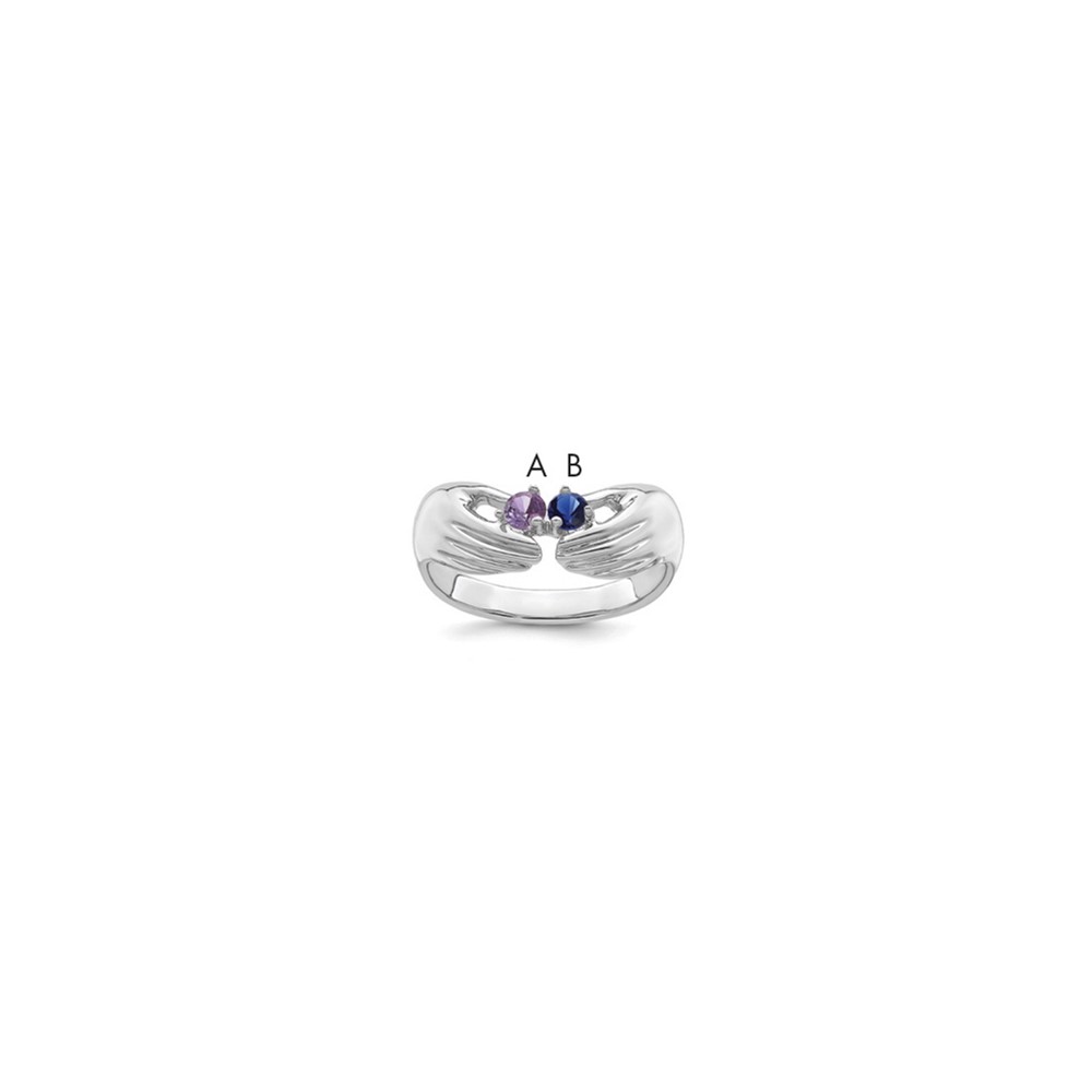 14K White Gold 2 Synthetic Stone Family Ring