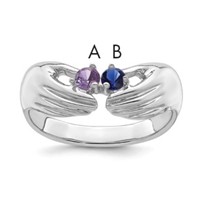 14K White Gold 2 Synthetic Stone Family Ring view 1
