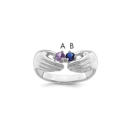 14K White Gold 2 Synthetic Stone Family Ring