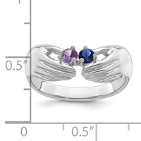 14K White Gold 2 Synthetic Stone Family Ring view 4