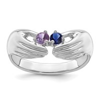 14K White Gold 2 Synthetic Stone Family Ring view 2