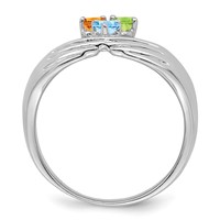 14K White Gold 3 Genuine Stone Family Ring view 3