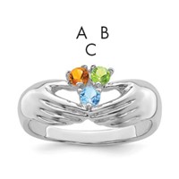 14K White Gold 3 Genuine Stone Family Ring view 1