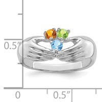 14K White Gold 3 Genuine Stone Family Ring view 4