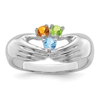14K White Gold 3 Genuine Stone Family Ring view 2