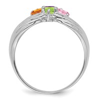 14K White Gold 4 Genuine Stone Family Ring view 3