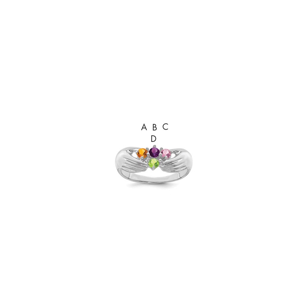 14K White Gold 4 Genuine Stone Family Ring