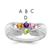 14K White Gold 4 Genuine Stone Family Ring view 1