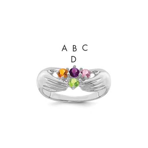 14K White Gold 4 Synthetic Stone Family Ring