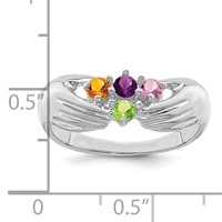 14K White Gold 4 Genuine Stone Family Ring view 4