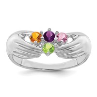 14K White Gold 4 Genuine Stone Family Ring view 2