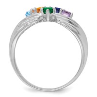 14K White Gold 5 Synthetic Stone Family Ring view 3
