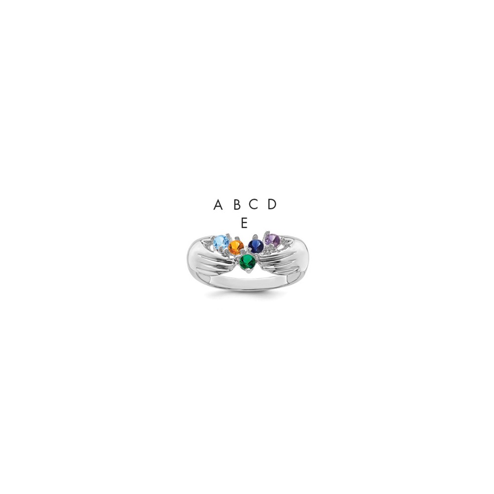14K White Gold 5 Synthetic Stone Family Ring