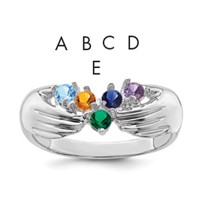 14K White Gold 5 Synthetic Stone Family Ring view 1