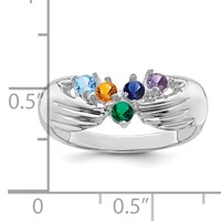 14K White Gold 5 Synthetic Stone Family Ring view 4