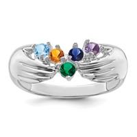 14K White Gold 5 Synthetic Stone Family Ring view 2