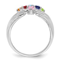 14K White Gold 6 Genuine Stone Family Ring view 3