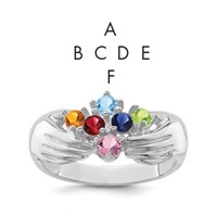 14K White Gold 6 Genuine Stone Family Ring view 1