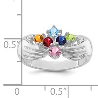 14K White Gold 6 Genuine Stone Family Ring view 4