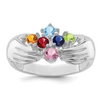 14K White Gold 6 Genuine Stone Family Ring view 2