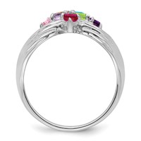 14K White Gold 7 Genuine Stone Family Ring view 3