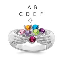 14K White Gold 7 Genuine Stone Family Ring view 1