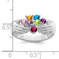 14K White Gold 7 Genuine Stone Family Ring view 4