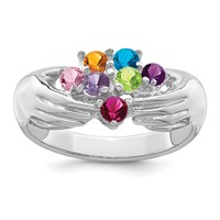 14K White Gold 7 Genuine Stone Family Ring view 2