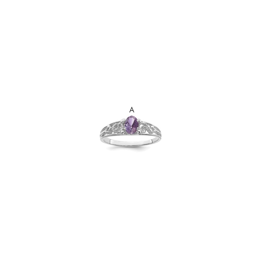 14K White Gold 1 Synthetic Stone Family Ring