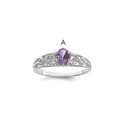 14K White Gold 1 Genuine Stone Family Ring